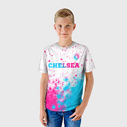 Футболка детская Chelsea neon gradient style посередине, цвет: 3D-принт — фото 2
