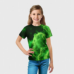Футболка детская Зелёный густой дым - inferno green, цвет: 3D-принт — фото 2