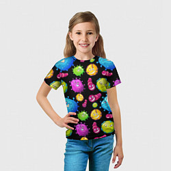 Футболка детская Смешные бактерии паттерн, цвет: 3D-принт — фото 2