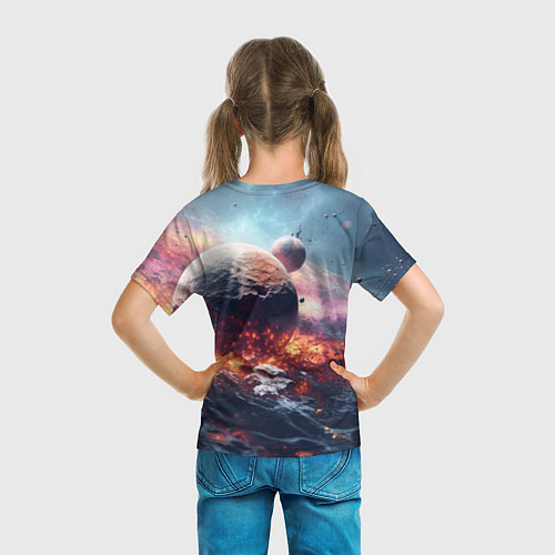 Детская футболка Космическое столкновение планет / 3D-принт – фото 6