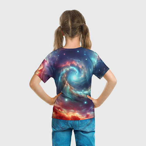 Детская футболка Космическая неоновая акула - нейросеть / 3D-принт – фото 6