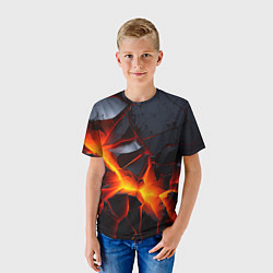 Футболка детская Камни в разломе красный свет, цвет: 3D-принт — фото 2