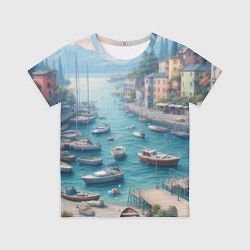Футболка детская Гавань с лодками, цвет: 3D-принт