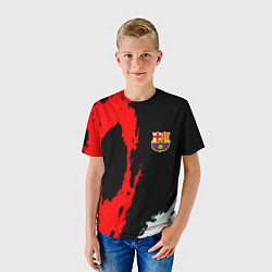 Футболка детская Barcelona fc краски спорт, цвет: 3D-принт — фото 2
