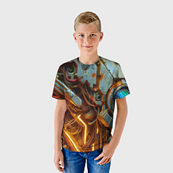 Футболка детская Cyber armor - ai art, цвет: 3D-принт — фото 2