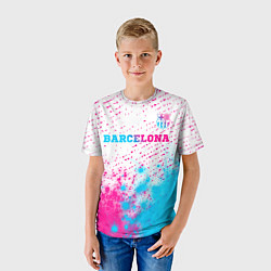 Футболка детская Barcelona neon gradient style посередине, цвет: 3D-принт — фото 2