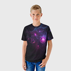 Футболка детская Космическая объемная абстракция с фиолетовым свече, цвет: 3D-принт — фото 2
