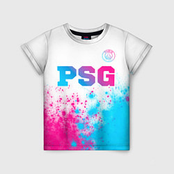 Футболка детская PSG neon gradient style посередине, цвет: 3D-принт