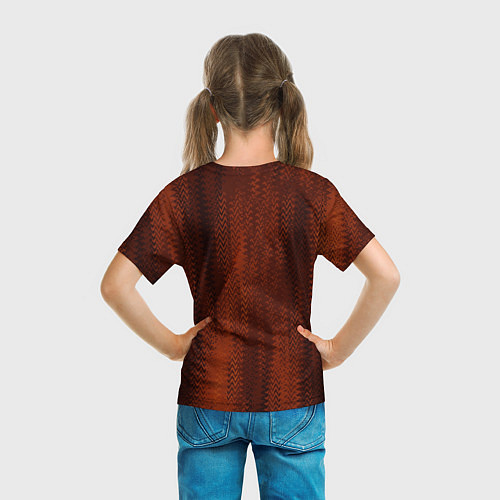 Детская футболка Ярко-коричневый волнистыми линиями / 3D-принт – фото 6
