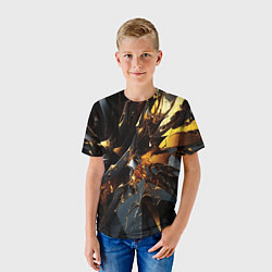 Футболка детская Раскол черных плит и янтаря, цвет: 3D-принт — фото 2