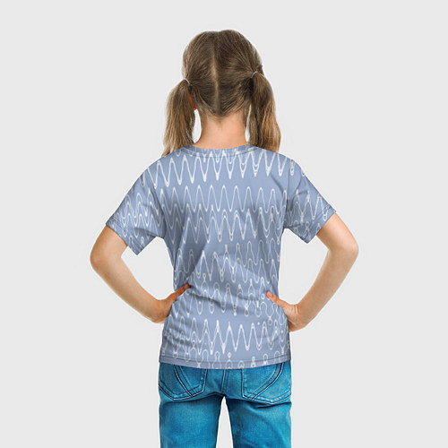 Детская футболка Кривые линии серо-голубой / 3D-принт – фото 6