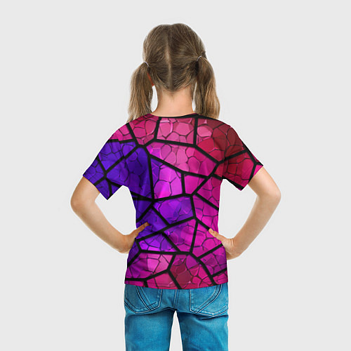 Детская футболка Крупный фиолетовый витраж / 3D-принт – фото 6