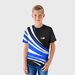Футболка детская BMW M - синие волны, цвет: 3D-принт — фото 2