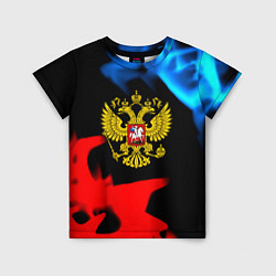 Футболка детская Россия герб огненый стиль, цвет: 3D-принт