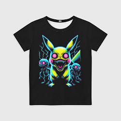 Футболка детская Pikachu and skeletons - neon glow ai art, цвет: 3D-принт