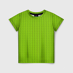 Футболка детская Ярко-зелёный в маленькие чёрные полоски, цвет: 3D-принт