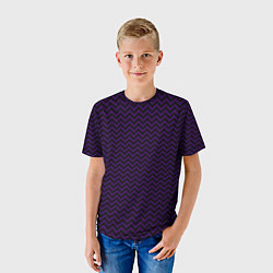 Футболка детская Чёрно-фиолетовый ломаные полосы, цвет: 3D-принт — фото 2