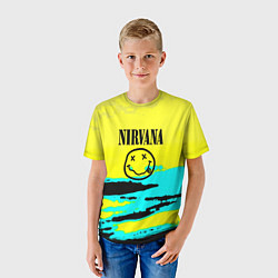 Футболка детская Nirvana краски кислотные, цвет: 3D-принт — фото 2