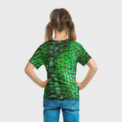 Детская футболка Зеленая змеиная кожа / 3D-принт – фото 6