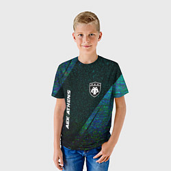 Футболка детская AEK Athens glitch blue, цвет: 3D-принт — фото 2