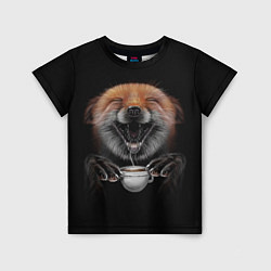 Футболка детская Лис с чашечкой кофе, цвет: 3D-принт