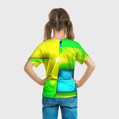 Детская футболка Зелёные кубы разломы / 3D-принт – фото 6
