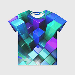 Футболка детская Неоновые кубы текстура, цвет: 3D-принт