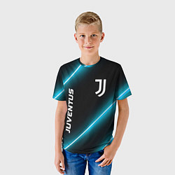 Футболка детская Juventus неоновые лампы, цвет: 3D-принт — фото 2