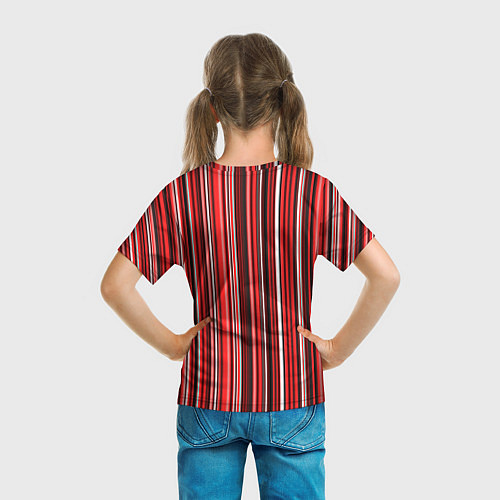 Детская футболка Полосами тёмный красный / 3D-принт – фото 6