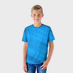 Футболка детская Насыщенный голубой полосами, цвет: 3D-принт — фото 2