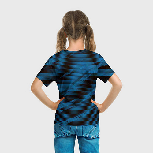Детская футболка Полосатый чёрно-синий / 3D-принт – фото 6