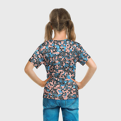 Детская футболка Паттерн мозаика бирюзово-розовый / 3D-принт – фото 6