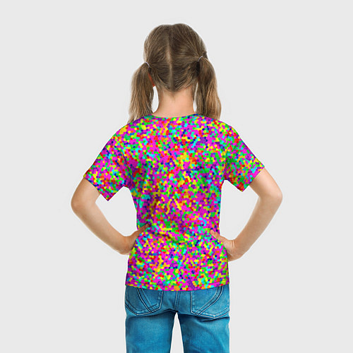 Детская футболка Паттерн разноцветная мелкая мозаика / 3D-принт – фото 6