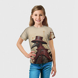 Футболка детская Чумной доктор в бардовых одеяниях, цвет: 3D-принт — фото 2