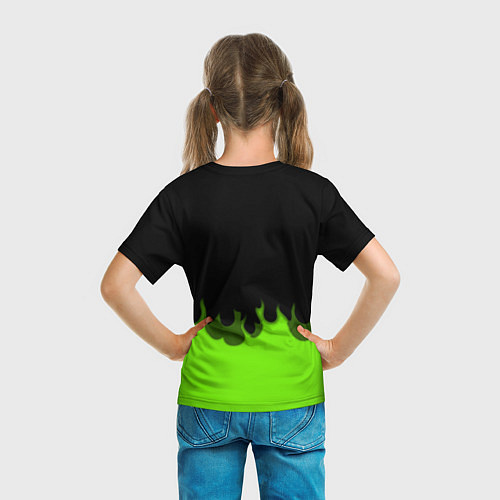 Детская футболка Xbox green fire / 3D-принт – фото 6