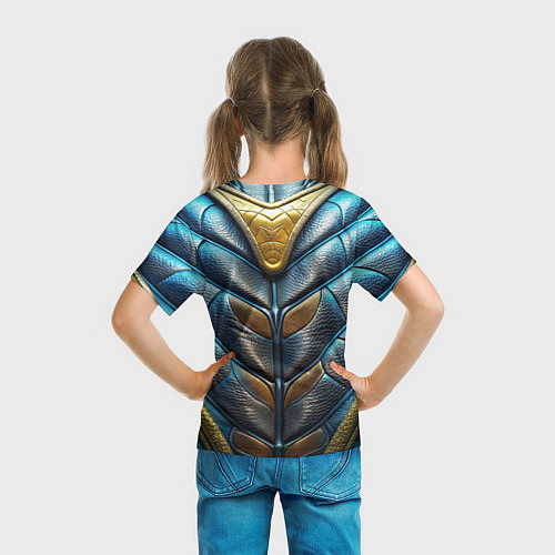 Детская футболка Объемная синяя текстурная кожа / 3D-принт – фото 6
