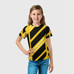 Футболка детская Чёрно-белые полосы на жёлтом фоне, цвет: 3D-принт — фото 2