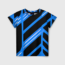 Футболка детская Black and white stripes on a blue background, цвет: 3D-принт