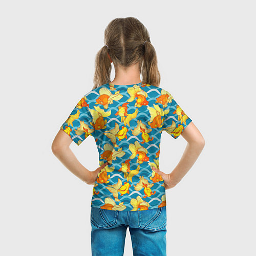 Детская футболка Разноцветные золотые рыбки / 3D-принт – фото 6