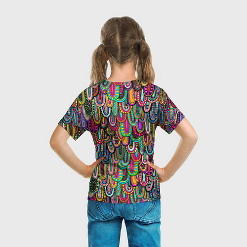 Детская футболка Абстрактные перья в стиле бохо / 3D-принт – фото 6