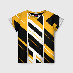 Футболка детская Black and yellow stripes on a white background, цвет: 3D-принт