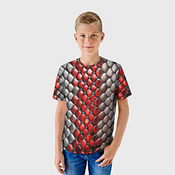 Футболка детская Змеиная объемная текстурная красная шкура, цвет: 3D-принт — фото 2