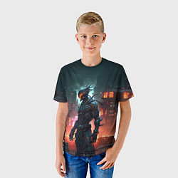 Футболка детская Киборг с оранжевым забралом, цвет: 3D-принт — фото 2