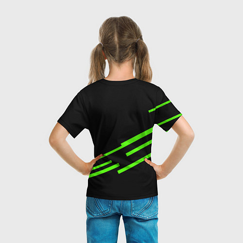 Детская футболка Razer line green / 3D-принт – фото 6