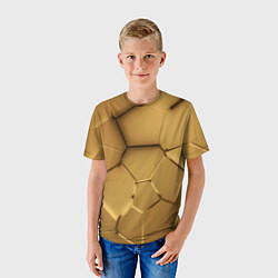 Футболка детская Золотые неоновые плиты в разломе, цвет: 3D-принт — фото 2