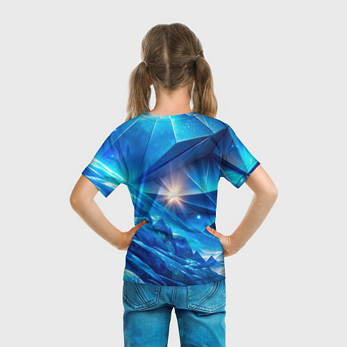 Детская футболка Синяя объемная абстракция со вспышкой / 3D-принт – фото 6