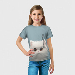 Футболка детская Кот-пушистик, цвет: 3D-принт — фото 2