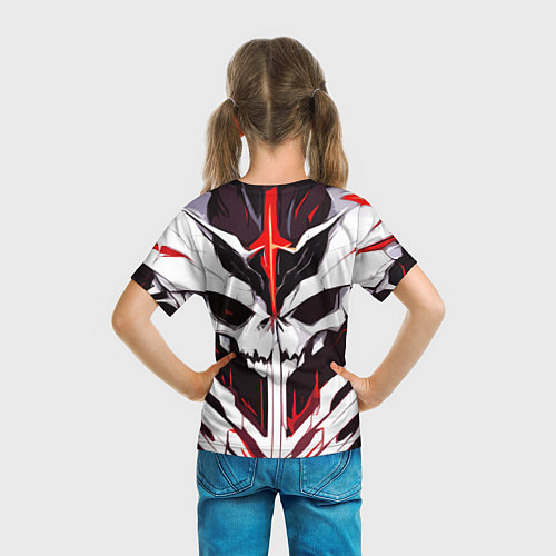 Детская футболка Абстрактный белый череп и красные полосы / 3D-принт – фото 6