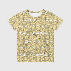 Футболка детская Дудл человечки носатые - паттерн, цвет: 3D-принт