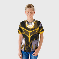 Футболка детская Yellow stripes on a black and white background, цвет: 3D-принт — фото 2